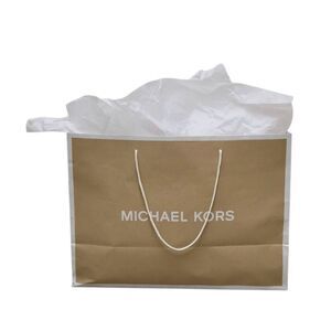 MICHAEL KORS Empty Paper Beige Shopping Gift Bag Rope Handles with Tissues